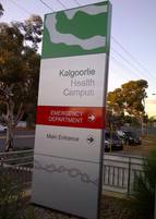 Kalgoorlie Health Campus Emergency Department sign.