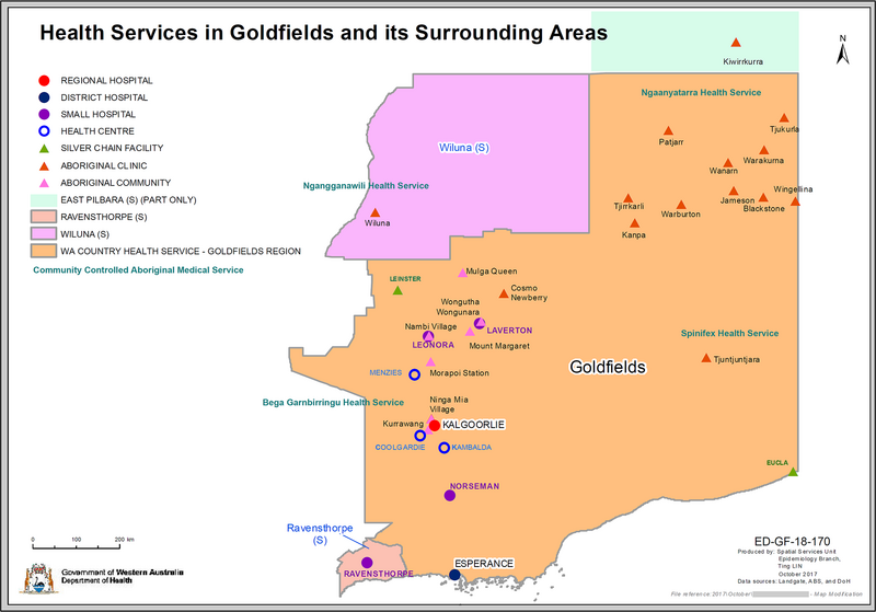 Map of Goldfields health services