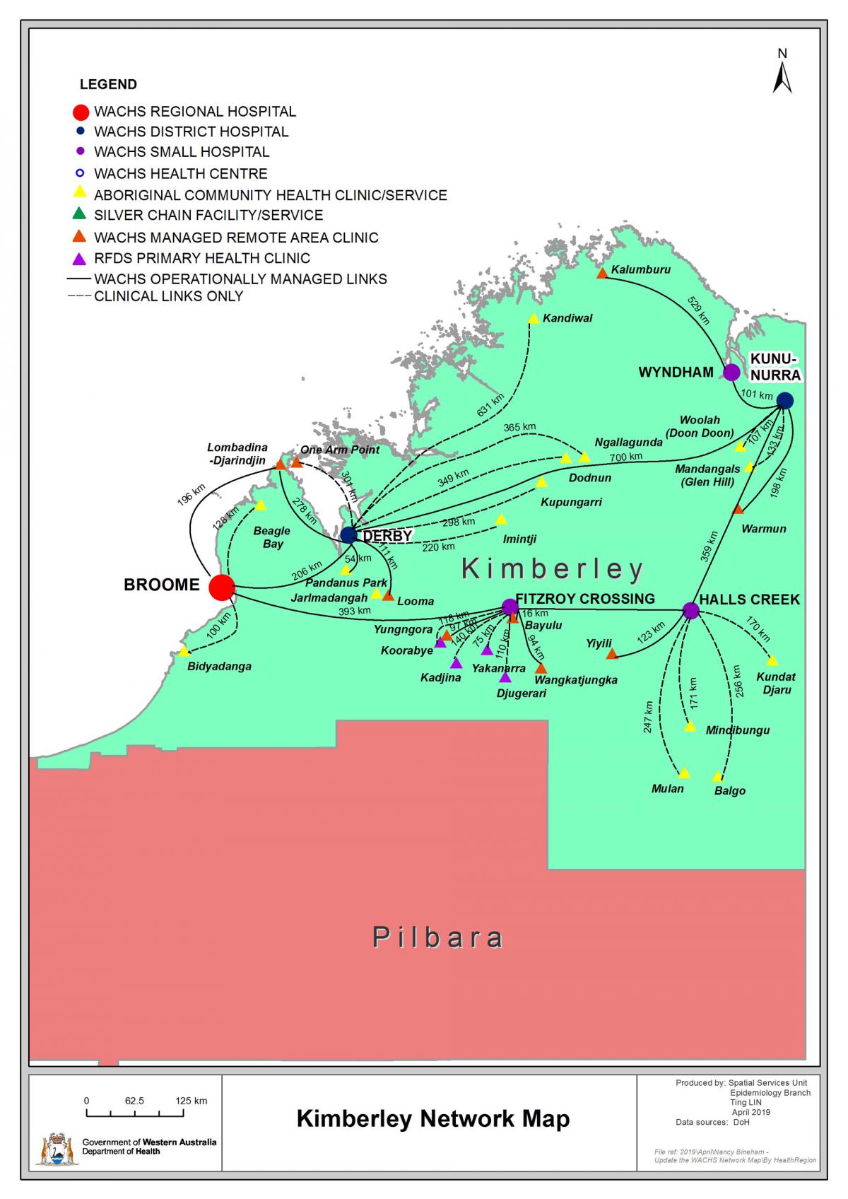 Map of Kimberley region network