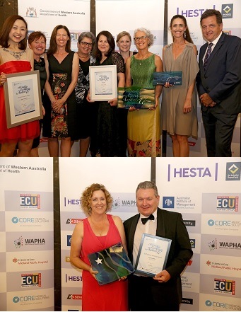 Above: Diabetes Telehealth Program team winners with Director General for Health. Below: Stephanie Waters with WACHS CEO Jeff Moffet.