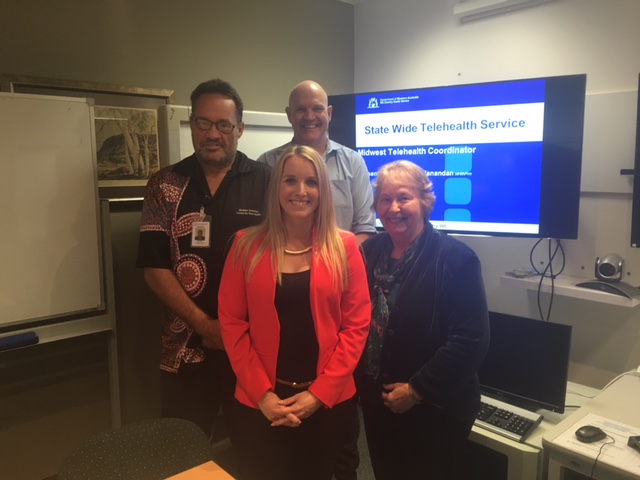 DHAC group visiting the local telehealth suite: Glenn Jones, Amy Ryan, Derek Fraser and Margaret Pike.