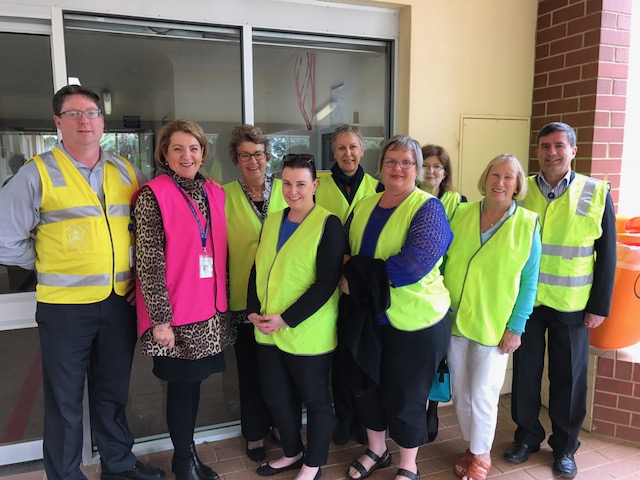 Left to right: Wheatbelt Regional Director Sean Conlan, previously Operations Manager Eastern Wheatbelt Brenda Bradley, Eastern District Health Advisory Council (DHAC) representative from Kellerberrin, Coordinator Executive Services Melissa Wiktorski, Acting Operations Manager Eastern Jennifer Thompson, Eastern DHAC Chairperson Onida Truran, Regional Nursing & Midwifery Director Janet Jones, Eastern DHAC representative for Kununoppin and districts Sandra Waters, Regional Medical Director, Dr Peter Barratt.