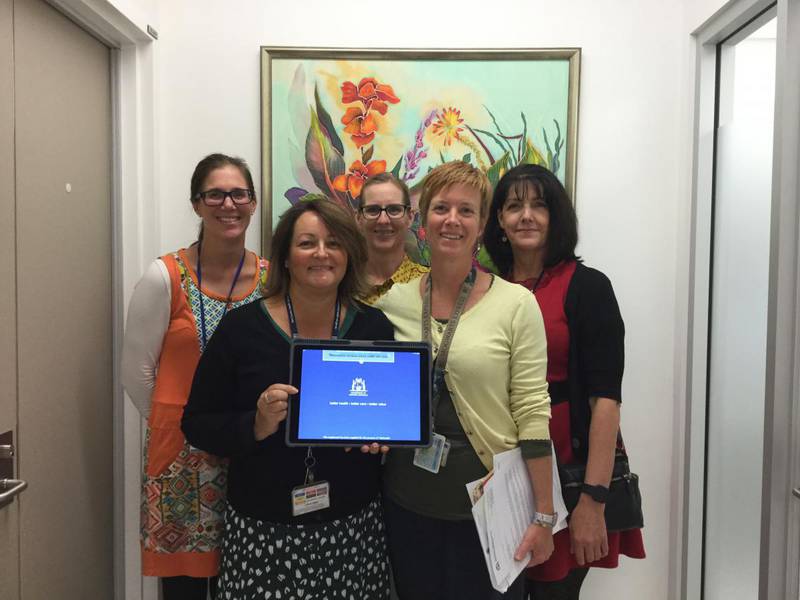 Tamara Button- Senior Social Worker, Cheryl Wisse- Palliative Care Admin Support, Claire Gray- Acting Clinical Nurse, Professor Kirsten Auret and Lesley Forrester- Regional Palliative Care Coordinator.