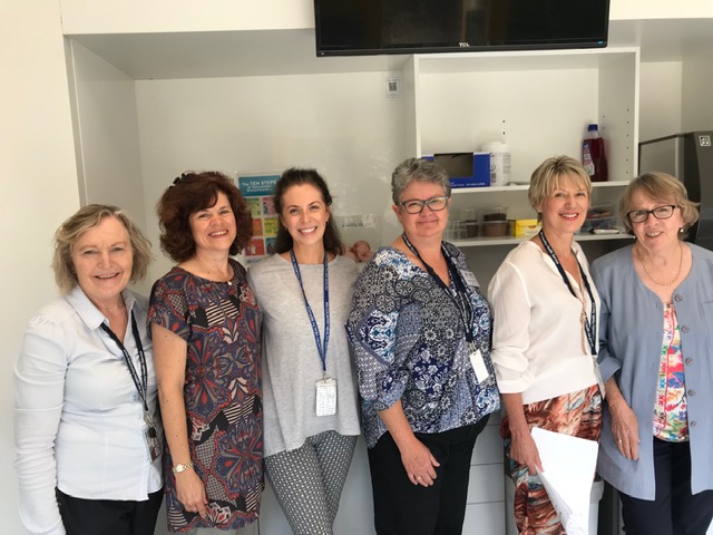 Jacquie McEllister (Clinical Nurse Manager), Sandra Rasmussen (Clinical Nurse Midwife), Miriam Counsel (Registered Midwife), Jennifer Pitcher (Baby Friendly Health Initiative Assessor), Ellie White (Baby Friendly Health Initiative Assessor) and Anne Campbell (Lactation Consultant).