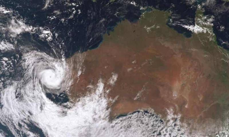 Satellite image of Cyclone Seroja off the WA coast