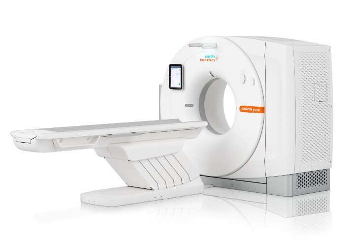 Siemens CT scanner on white background 
