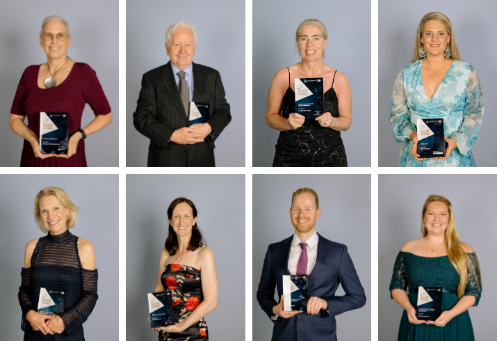 Collage of Rural Health Award winners with their trophies