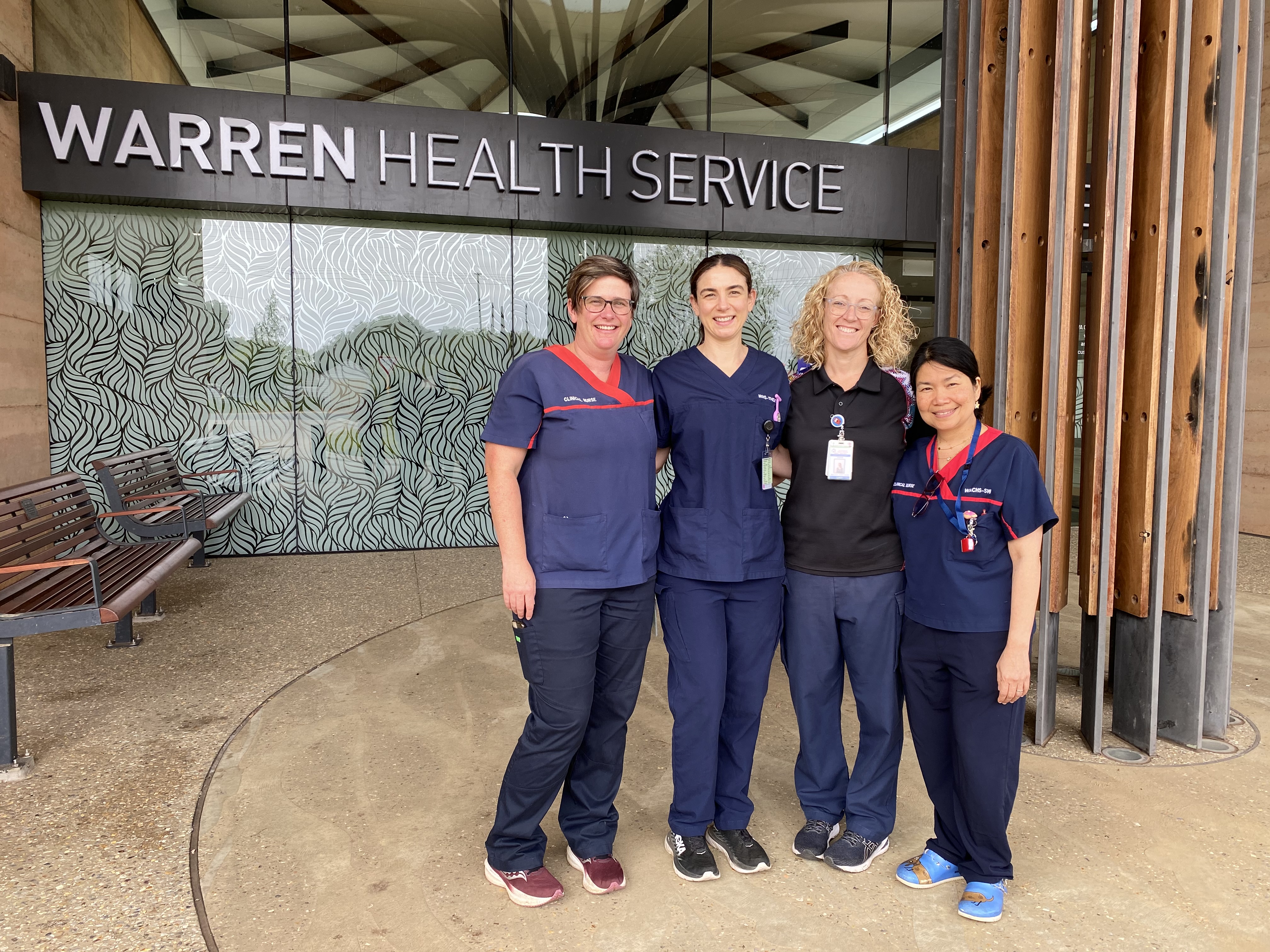 Four nurses stand out the front of the Warren Health Service 