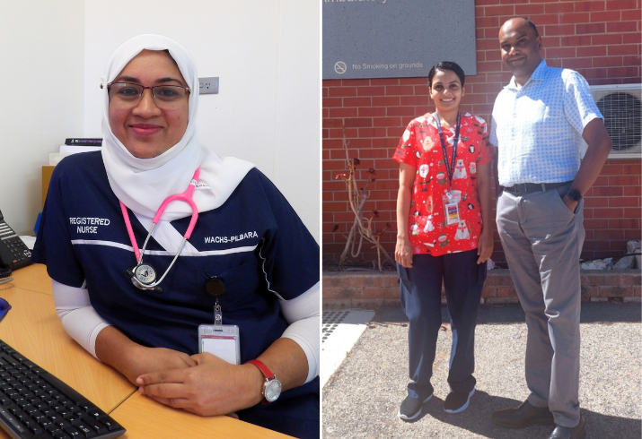 Side by side photos of international nurses Rejeena and Suny.