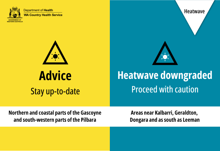 Yellow Advice tile featuring words 'northern parts of the Midwest-Gascoyne and south-western parts of the Pilbara'. 