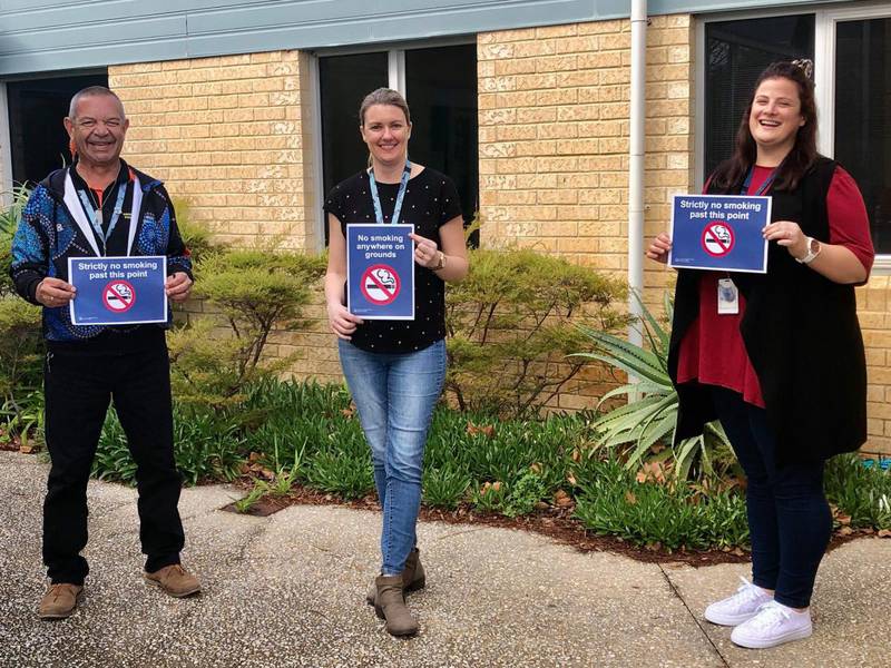 Bunbury Psychiatric Intensive Care Unit staff celebrating the new smoke free atmosphere.