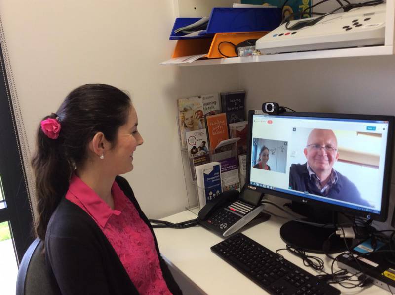 Speech Pathologist Natasha Whelan and Mr Michael Hawksbee during their Telehealth session