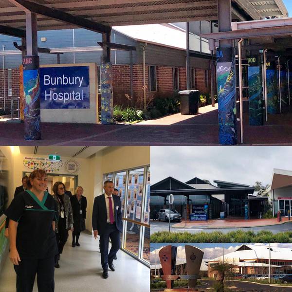 Bunbury Hospital images including image of WA Health Minister touring Bunbury Hospital