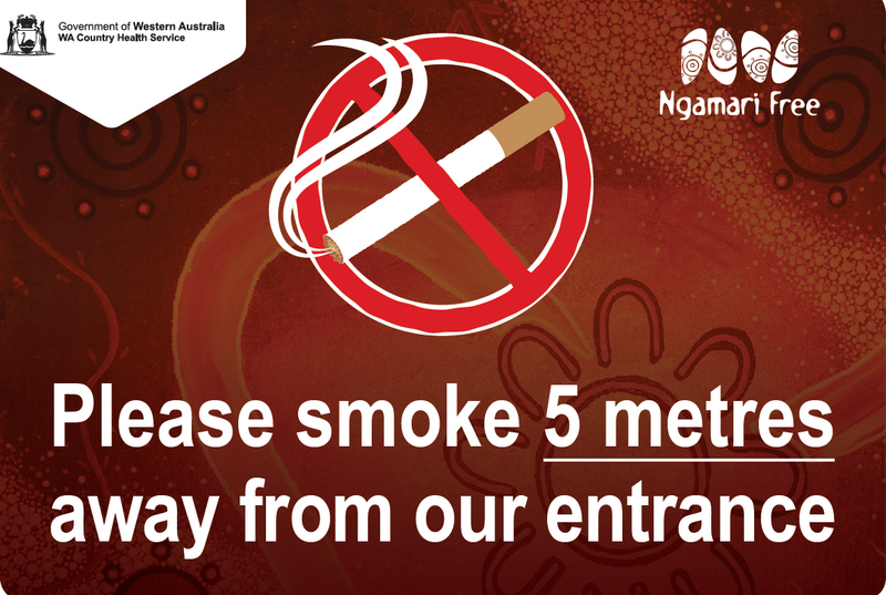 Ngamari Free poster design - Please smoke 5 metres away from entrance